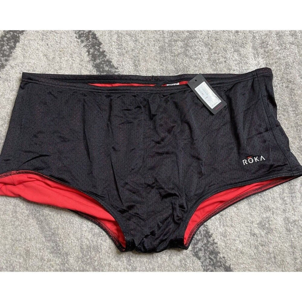 NWT Roka Elite HD Square Swimsuit Size 38 XXL mesh outer Red Black